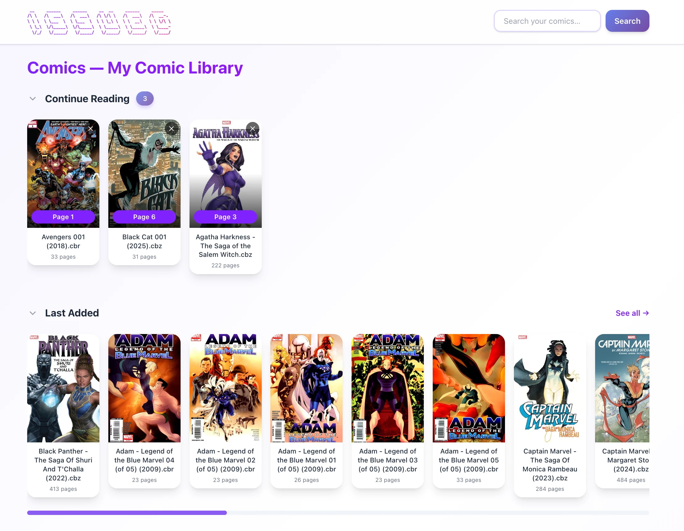 Continue reading and recently added